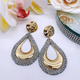 Women's earrings, pendant with zircons