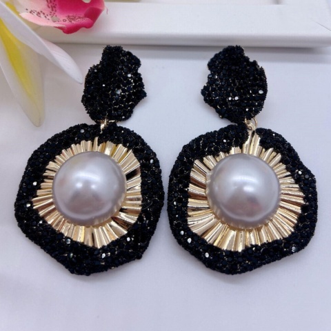 Women's earrings, pendant with zircons