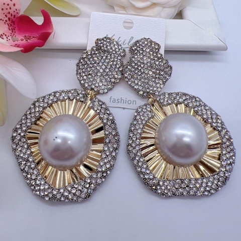 Women's earrings, pendant with zircons