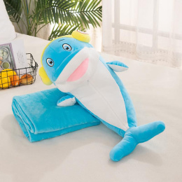 Mascot, plush toy with a hidden microfiber blanket with dimensions 110x160cm