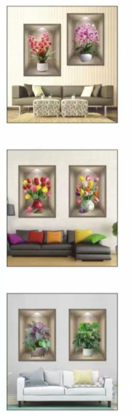 3D Wall Sticker, Wall Pictures Mural 3D Plant Wall Stickers