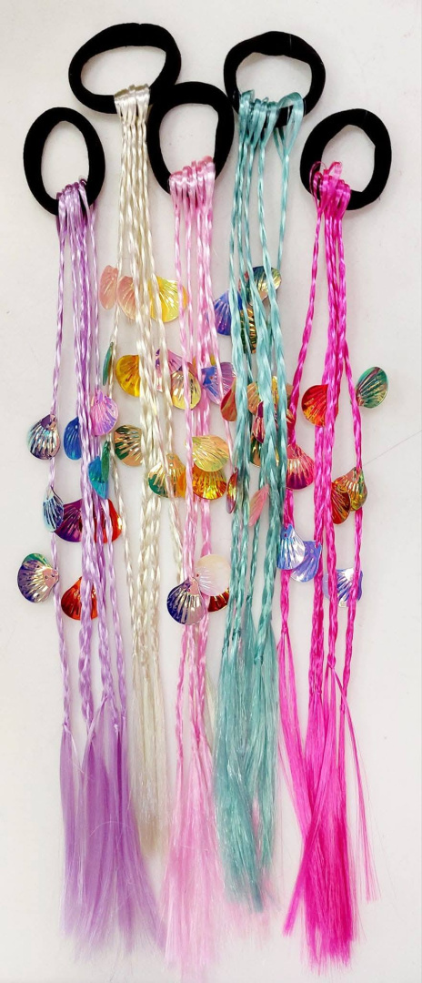 Synthetic hair braids on rubber band