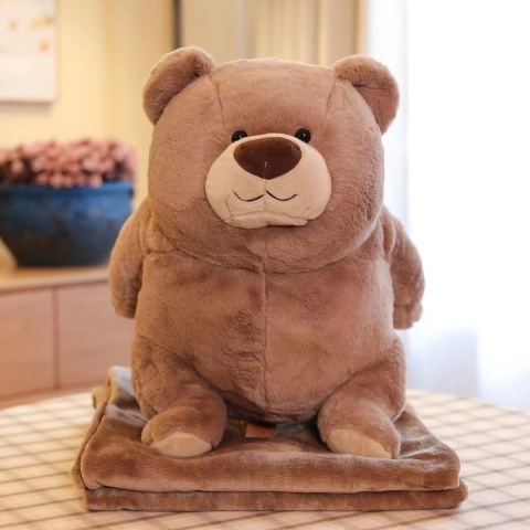 Maskotka, pluszowa zabawka z ukrytym kocem z mikrofibry