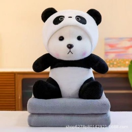Mascot, plush toy with a hidden microfiber blanket