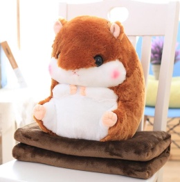 Mascot, plush toy with a hidden microfiber blanket