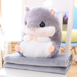 Mascot, plush toy with a hidden microfiber blanket