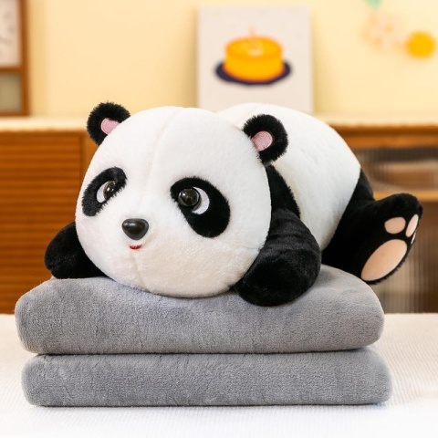 Mascot, plush toy with a hidden microfiber blanket