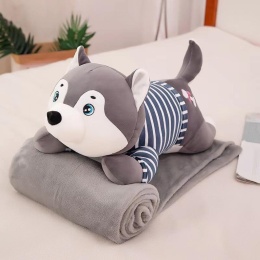 Mascot, plush toy with a hidden microfiber blanket