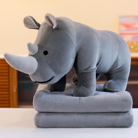 Mascot, plush toy with a hidden microfiber blanket