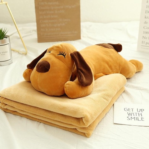 Mascot, plush toy with a hidden microfiber blanket