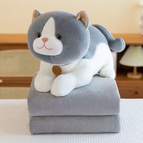 Mascot, plush toy with a hidden microfiber blanket