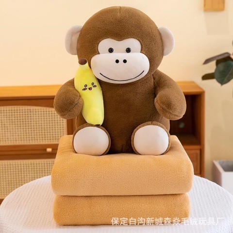 Mascot, plush toy with a hidden microfiber blanket