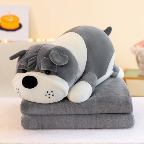 Mascot, plush toy with a hidden microfiber blanket