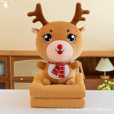 Mascot, plush toy with a hidden microfiber blanket