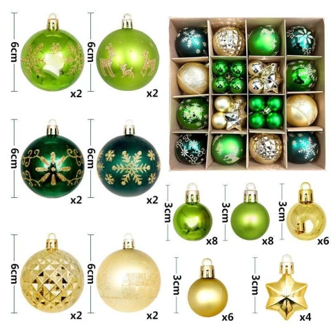 Zestaw ozdób, bombek choinkowych