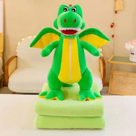 Mascot, plush toy with a hidden microfiber blanket