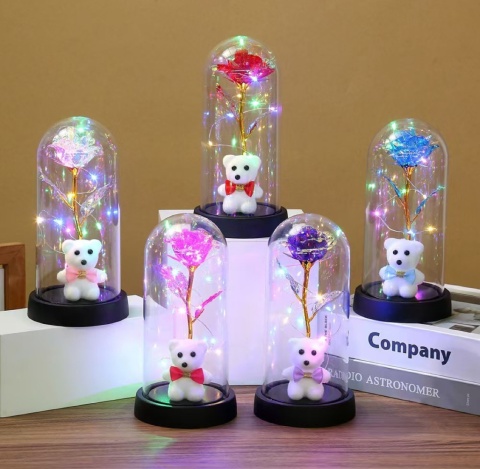 Róża w szklanej kopule - Walentynki