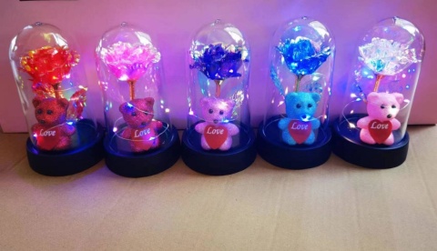 Róża w szklanej kopule - Walentynki