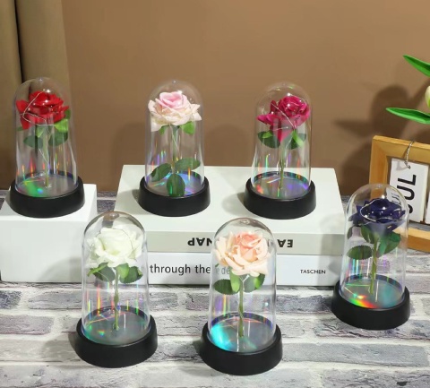 Róża w szklanej kopule - Walentynki