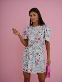 Sukienka Flower Glam z paskiem w talie