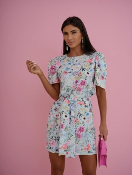 Sukienka Flower Glam z paskiem w talie