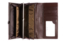 Duży portfel damski brązowy lakier model: 176A L coffee Angela Moretti