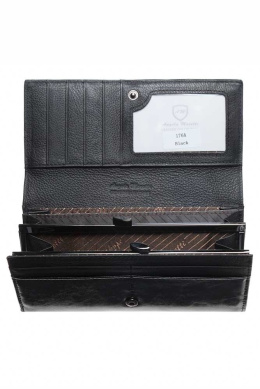 Duży portfel damski czarny mat model: 176A M black Angela Moretti